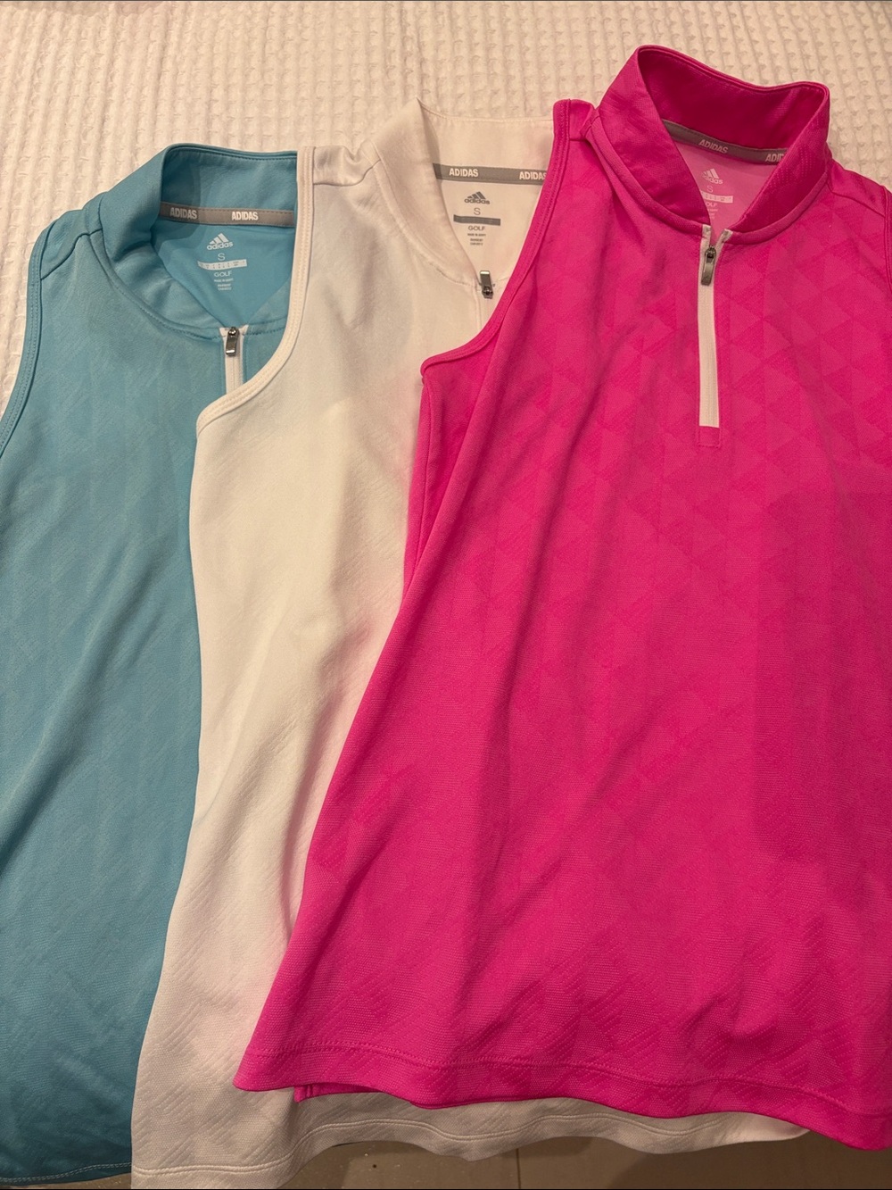 adidas Women’s Sleeveless Half-Zip Mock Neck Golf Top - Hot Pink